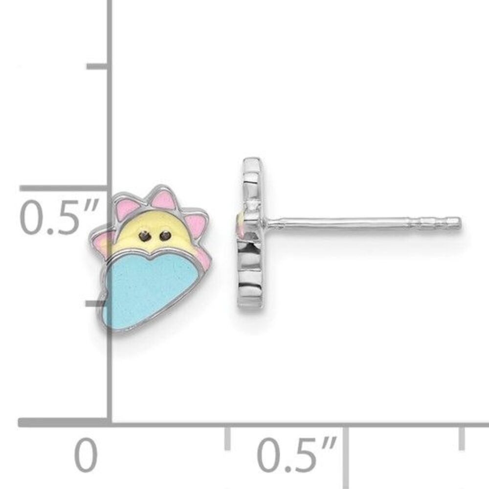 Silver Multicolor Sun & Cloud Post Earrings Brigh… - image 4